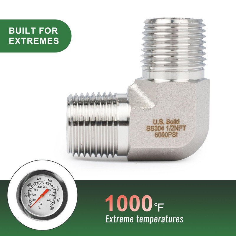 U.S. Solid 304 Stainless Steel 6000 Psi 90 Degree Barstock