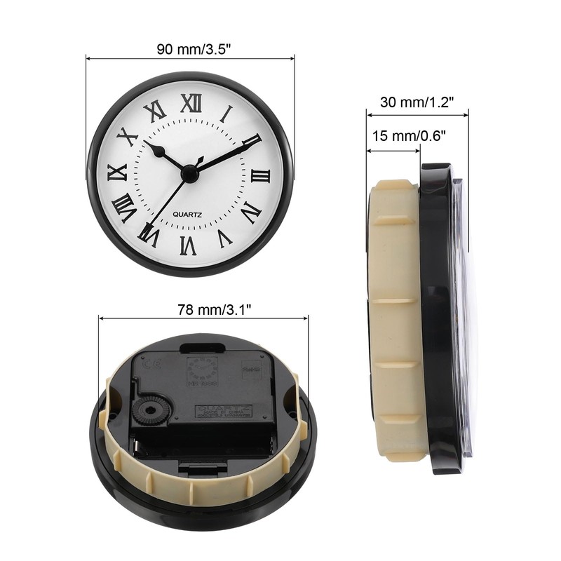 PATIKIL 3.5" 90mm Quartz Clock Insert, Round Quartz Movement Mini