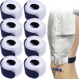 8Pcs Catheter Leg Bag Holder, Catheter Leg Bag Straps, Urine Drainage Bag Strap, Fix Leg Bag Straps, Tapes Velcro Strap Washable and Reusable Catheter Bag Holder for Incontinence Urine Bag Men Women
