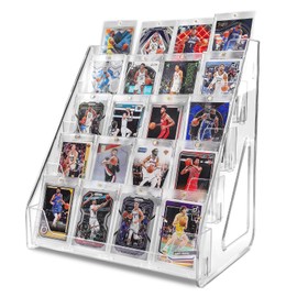 Trading Card Display Stand, 5 Tier Vertical Holder for Baseball Basketball Sports Graded Card Display Stand Tabletop for PSA BGS SGC Slabs, Snap-On Assembly