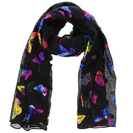 Zac's Alter Ego Women Ladies Scarf with Rainbow Foil Metallic Glitter Butterfly Print