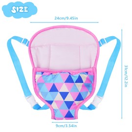 Aolso Baby Doll Carrier, Back Carrier with Adjustable Straps for Babies, Carrying Doll Accessories for Children, Doll Accessories for 14-18 Inch Doll Strap, Cuddly Toy Carrier for Little Girls (Blue)