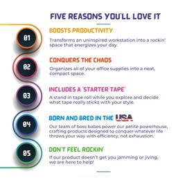 FTC Fun Cassette Tape Dispenser - Retro Office Supplies Holder - Vintage Desk Decor Accessories - 6.70" x 1.98" x 4.53" (Mix Tape)