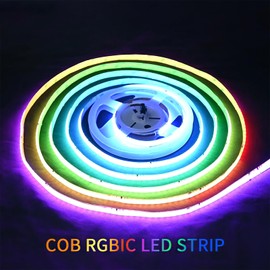 SPI COB RGB IC LED Strip Light FOB WS2811 High Density Uniform Light UL-Listed Dream Color Strip Light DC24V 3.2FT 420LEDs Black PCB Chasing Color Strip Dimmable LED Tape for Bedroom Party Indoor