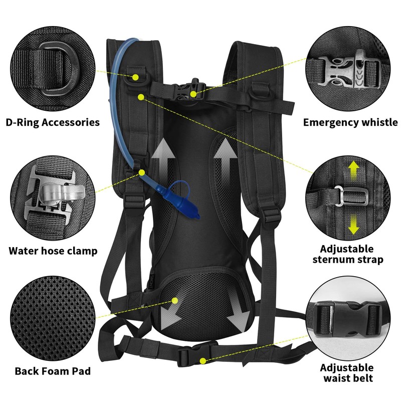 SMONT Tactical Molle Water Backpack Hydration Backpack Running Backpack Lightweight