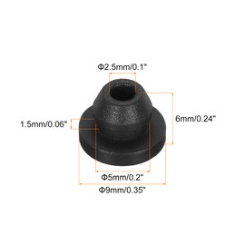 sourcing map 10Pcs Snap Rubber Grommet Plug Mount Dia 5mm ID 2.5mm Narrow Groove Width 1.5mm Seal Anti-Scratch for Electrical Box Cable Pipes Black