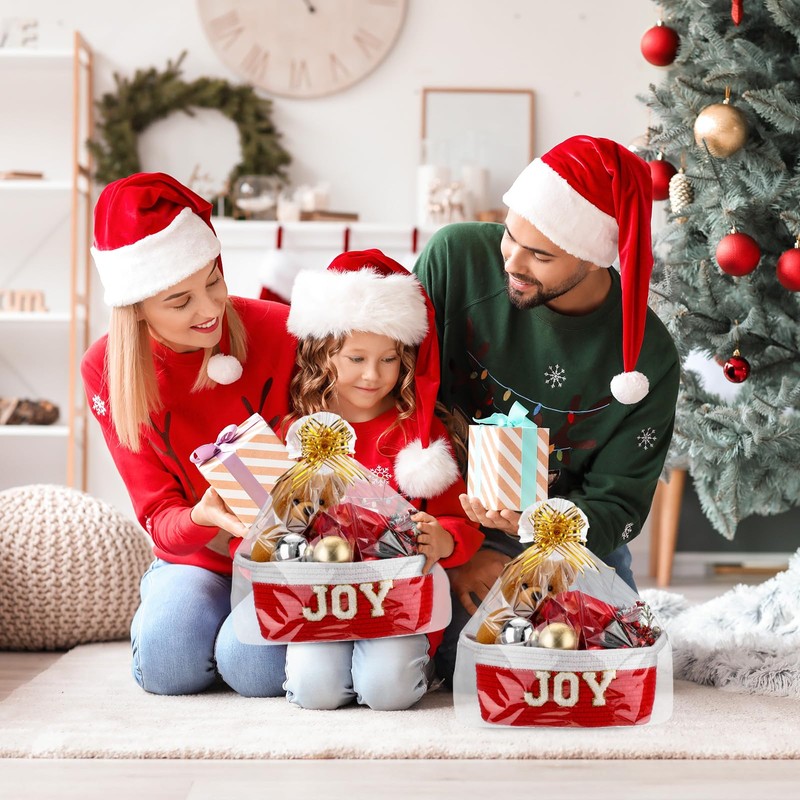 1 Set Christmas Gift Basket Empty Small Woven Rope Basket