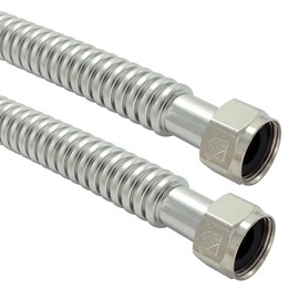 TT FLEX Stainless Steel Corrugated Water Heater Connector Flexible for Water Heater Water Softener,1" FIP x 1" FIP, 0.7" ID x 18" Length (2 Pack)