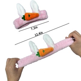 IVICOO Makeup Headband,Skincare Face Wash Headband,Spa Headbands For Girls Women,1 Pack Pink Bunny Ears