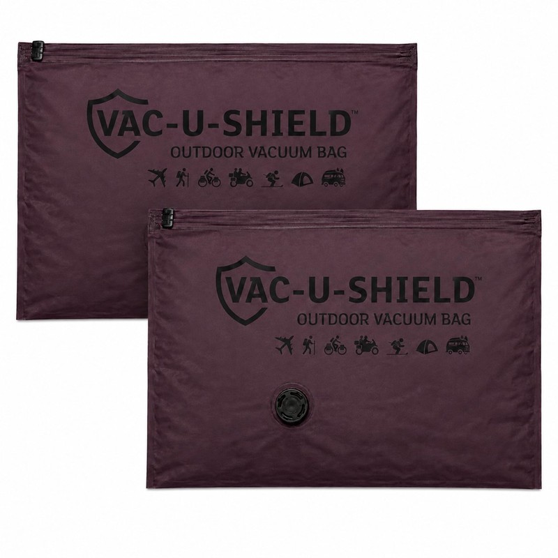Vac-U-Shield Set 2 Sacchetti Sottovuoto Viaggio Outdoor Rosso 45x34 cm