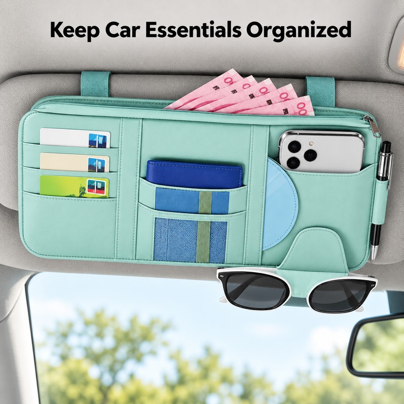 Car Sun Visor Organizer – Multi-Pocket Storage Holder for Bills,