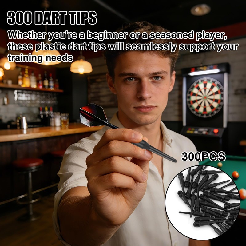 Penitue 300pcs 2BA Thread Soft Tip Dart Points, Plastic Dart