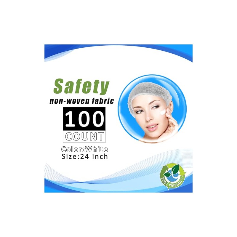 Smilco 100 Piezas Paquete Gorros Desechables Blancos Redecilla Pelo Pulgadas