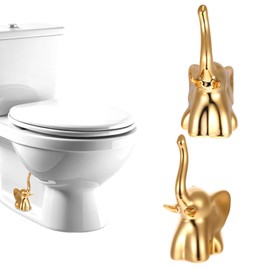 2 Pack Toilet Bolt Covers Decorative,Lovely Ceramic Elephant Cat Shaped Toilet Bolt Caps Decorative to Prevent Rusting,Easy Installation Kit for Bathroom Decor(Golden)