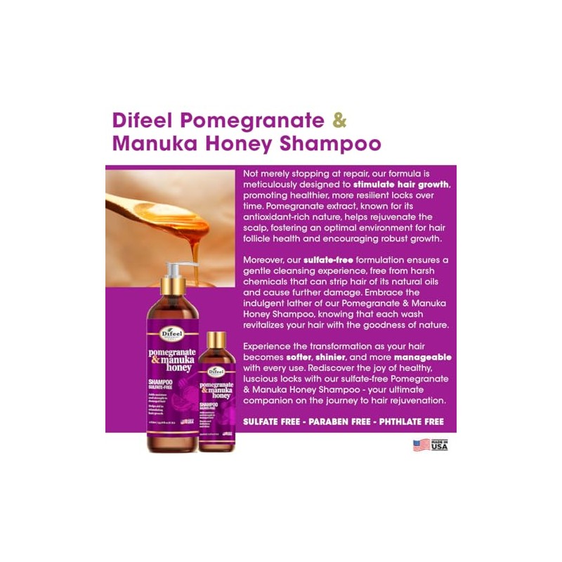 Difeel Shampoo Pomegranate & Manuka Honey 355ml