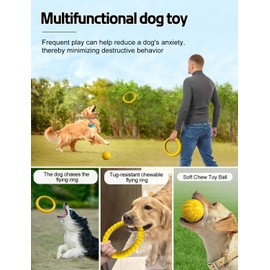 Fizzest Dog Flying Disc Toy，Soft Indestructible Dogs Flying Disc Pack，for Aggressive chewers Medium Large Dog， Beach Essentials Water Pool Float Toys (Dog Bite Ring Set 1 Box)