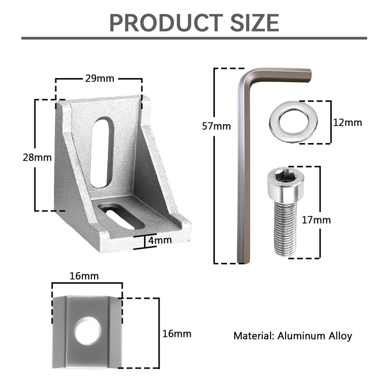 Mounting Material Angle Fixing, Aluminium Profile 20 x 20 and