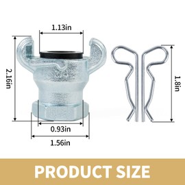 ChillWaves Iron Air Hose Fitting, 3/4" NPT Female 2 Lug Universal Coupling, Chicago Fitting(2-PACK)