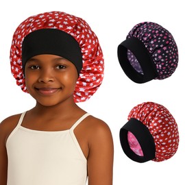 ZHENSILK 2PCS Kids Satin Sleep Bonnet for Girls, Soft Hair Cap for Sleeping, Toddler Bonnet for Curly Hair