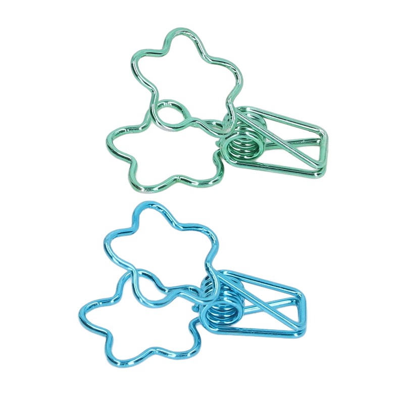 100 Pcs Binder Clips Hollow Cute Flower Shape Sturdy Metal