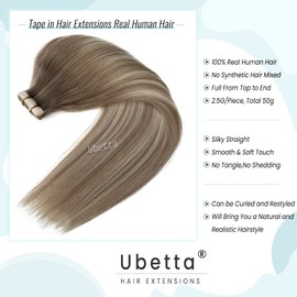 Tape in Hair Extensions Human Hair,Dark Blonde Balayage Hair Extensions Real Human Hair Tape ins Extensions for Women, 20 Pcs Double Sided Invisible Tape in Hair Extensions Human Hair 20 Inch