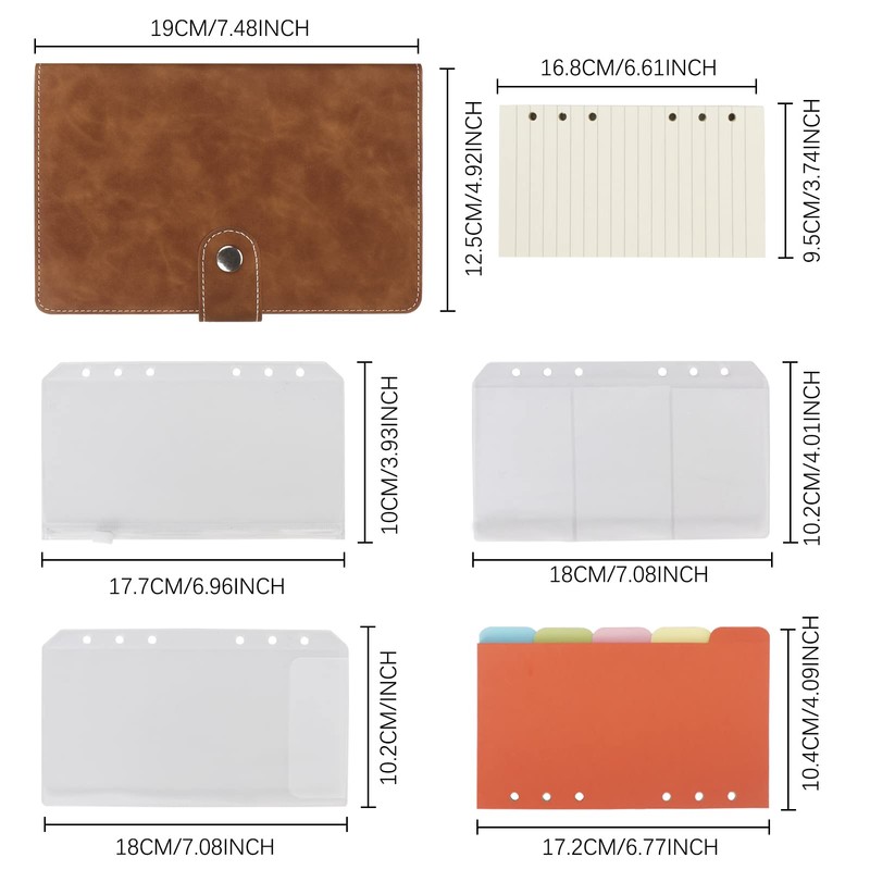 Simpolor Leather A6 Ring Binder Notebook, 6 Rings with Refill