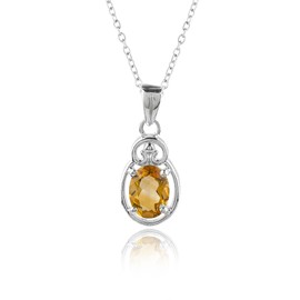 GEMKORA Real Citrine Crystal Pendant Necklace, Natural Gemstone, Birthstone Crystal, Healing Stone, Gift for Women Mom Her, Statement Jewellery, 925 Sterling Silver 18 inch