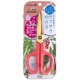 Plus Kitchen Scissors, Fit Cut Curve, Washable, Titanium, Peach Pink, 35-208