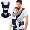 Cangurera Portabebé Raganet Mochila Multifuncional Con Asiento Bebé Color Azul