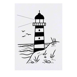 'Coastal Lighthouse Scene' Temporary Tattoo - Water Resistant, Skin-Safe, Non-Toxic Transfer (TO00082827)
