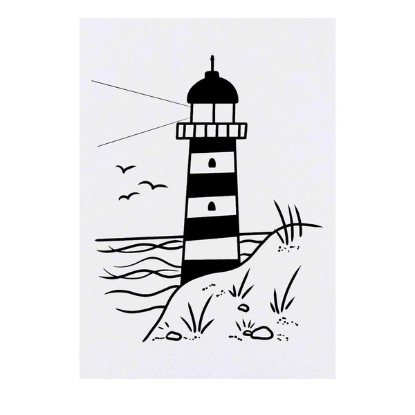 'Coastal Lighthouse Scene' Temporary Tattoo - Water Resistant, Skin-Safe, Non-Toxic