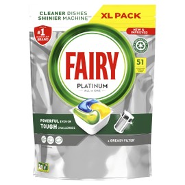Fairy Platinum Lemon All-In-1 Dishwasher Tablets Bulk, Fairy Dishwasher Tablets Platinum, 51 Tablets
