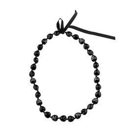 BNQL Hawaiian Kukui Nut Lei Necklace Graduation Leis Chunky Beaded Necklace with Ribbon Graduation Gifts for Her Him, Large, Stainless Steel, No Gemstone