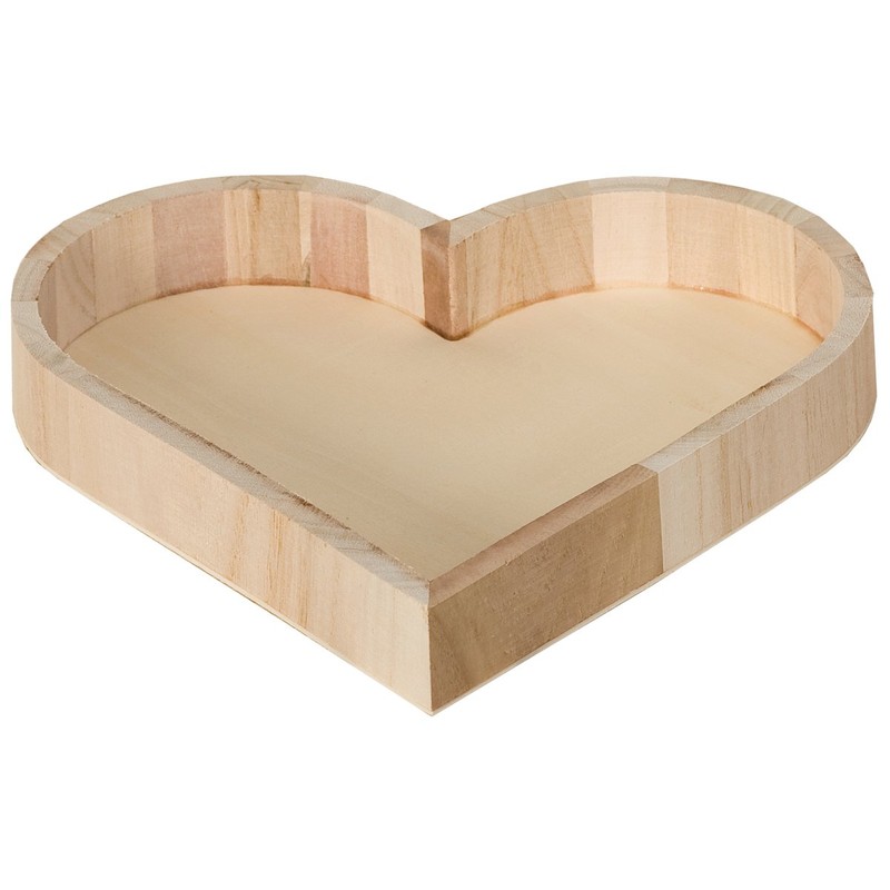 Artemio VIPPC Heart Shaped Tray, Wood, Beige, 21 x 3.5