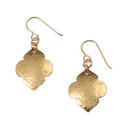 Hammered Bronze Quatrefoil Drop Earrings