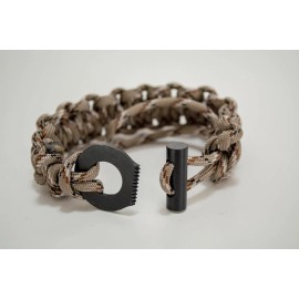 BeReacue Fire Starter Bracelet Survival Adj. Fish & Fire Paracord EZ Deploy Bushcraft - Desert Camo