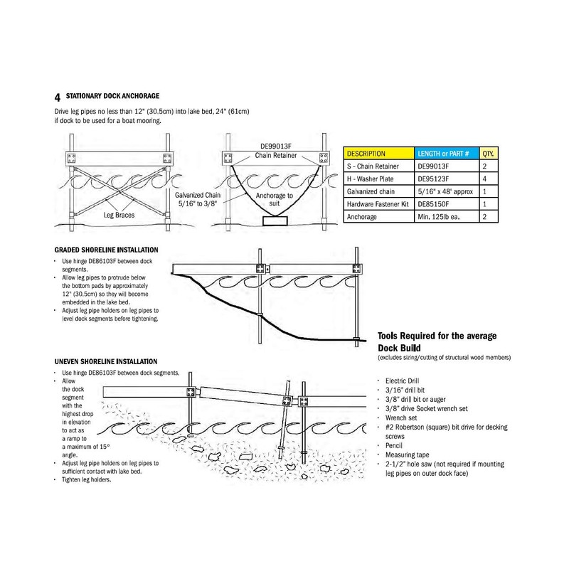 Dock Edge Stationary Dock Corner Plate, Galvanized, 7/16" Holes for