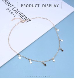 Dervivea Bohemia Star Necklace Star Dangle Choker Necklace Gold Stars Short Necklace Minimalist Star Tassel Chain Necklace Jewelry for Women and Girls