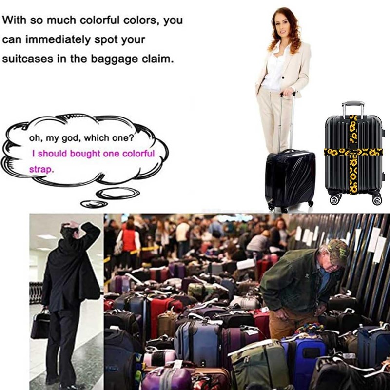 Pack of 2 Luggage Strap Suitcase Strap Flower Pattern Suitcase