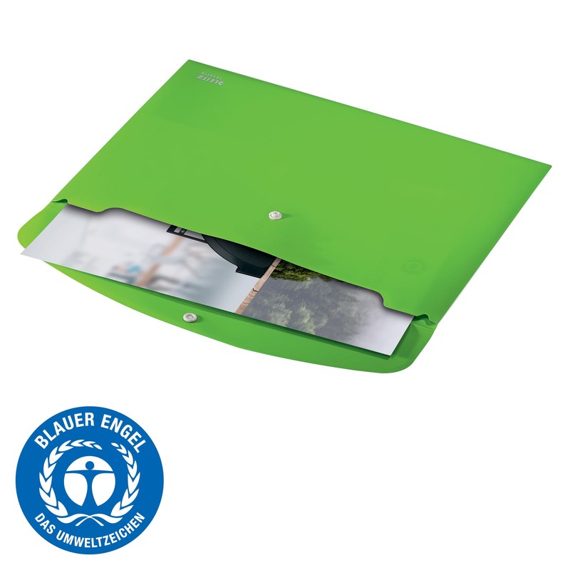 Leitz Recycle Document Wallet, 60 A4 Sheet Filing Capacity, Button