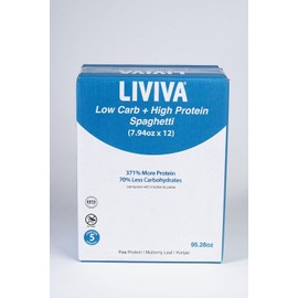 LIVIVA High Protein Low Carb KETO Pasta Value Pack - Spaghetti (Case of 12), 371% more Protein, 70% Less Carbs - Made with Pea Protein, Mulberry Leaf and Konjac