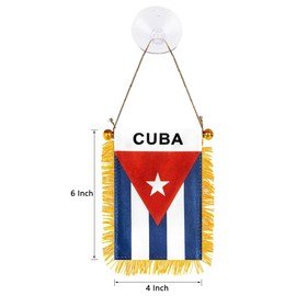 GSYLPFT 4 X 6 Cuban Flag Small Mini Cuba Flags Banners for Car Rearview Mirror Window Hanging Decor with Suction Cup & Fringy