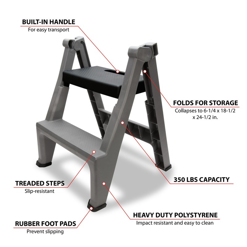 Performance Tool W85040 Heavy Duty 2-Step Folding Ladder, 300lb Weight