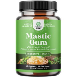 High Strength Mastic Gum Capsules - Herbal Digestion Supplement Providing Upset Stomach Relief for Adults - Vegan Non-GMO Gluten Free & Made in US cGMP Facility - Gentle & Soothing (30 Servings)