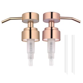 Emarful Stainless Steel Hand Soap Liquid Dispenser Pump Replacement on Bathrooom Countertop Clear Blue Glass Soap Dispenser for Lotions, Kitchen Dish soap, Syrup(Champagne+ Rose Gold)