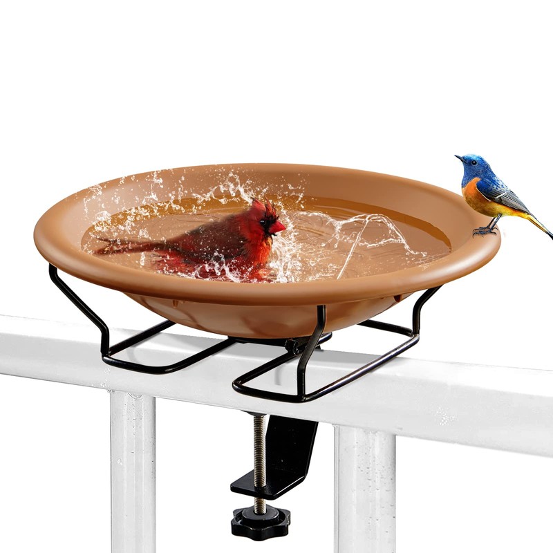 Jealoeur Bird Bath Deck Mounted 12 Inches, Deck Adjustable Steel