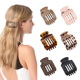 Duckbill Flat Hair Claw Clips for Women, 6pcs Lay Flat Hairs Clips for Thick/Thin Fine Hair, No Crease Extra Hold Hair Grip Clips, Large Solid Color Accessories