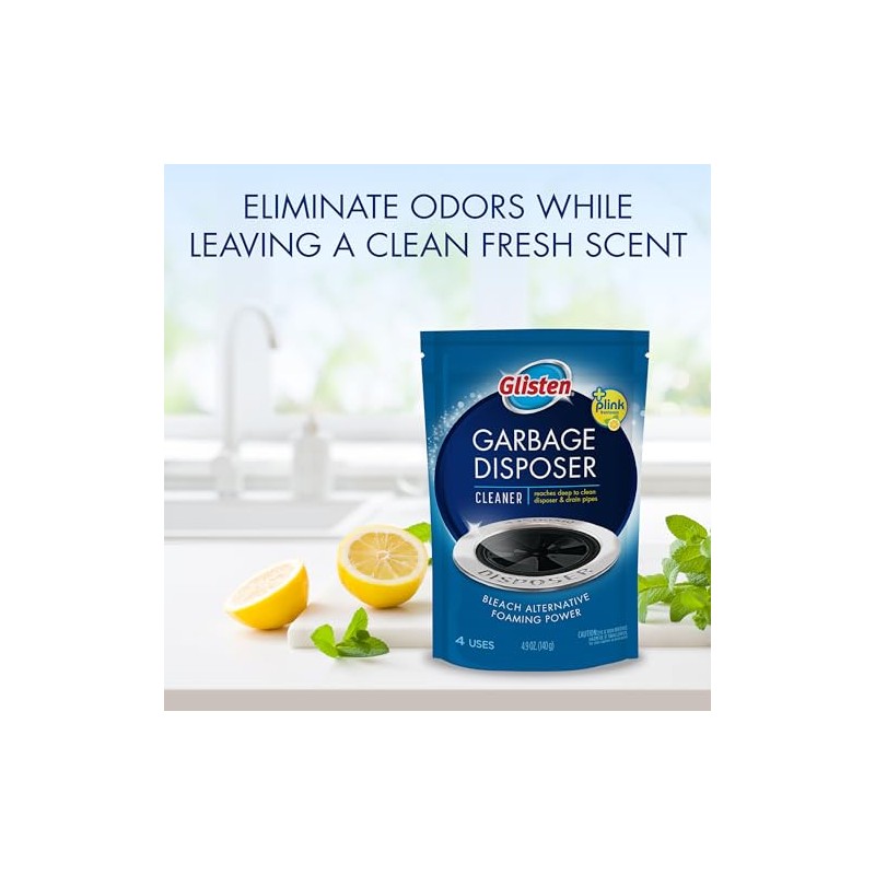 Glisten Disposer Care Foaming Cleaner, Lemon Scent, 4 Use