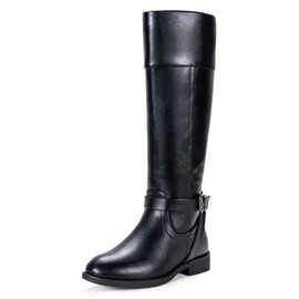 Jeossy Women's Riding Boots, Calf Knee High Boots with Wide Calf and Extra Wide Width, 951W - Black, Size 7W US - with Zipper (DJY951W Black 07)