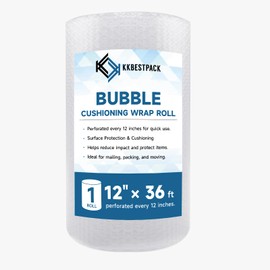 Bubble Cushioning Wrap 12 inch x 36ft - Large Plastic Packing Roll for Moving Boxes & Shipping Supplies - Moving Supplies, Perforated Every 12 Inch